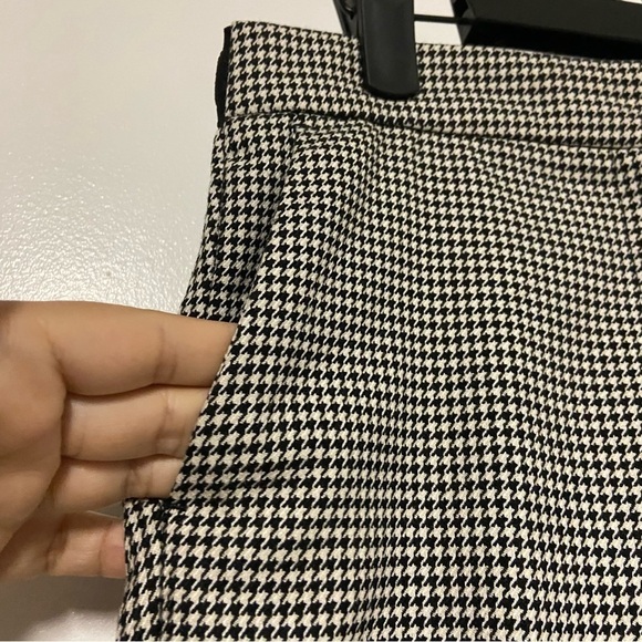 Zara Soft Feel Black White Printed Houndstooth Trouser Pants XS - Picture 3 of 9